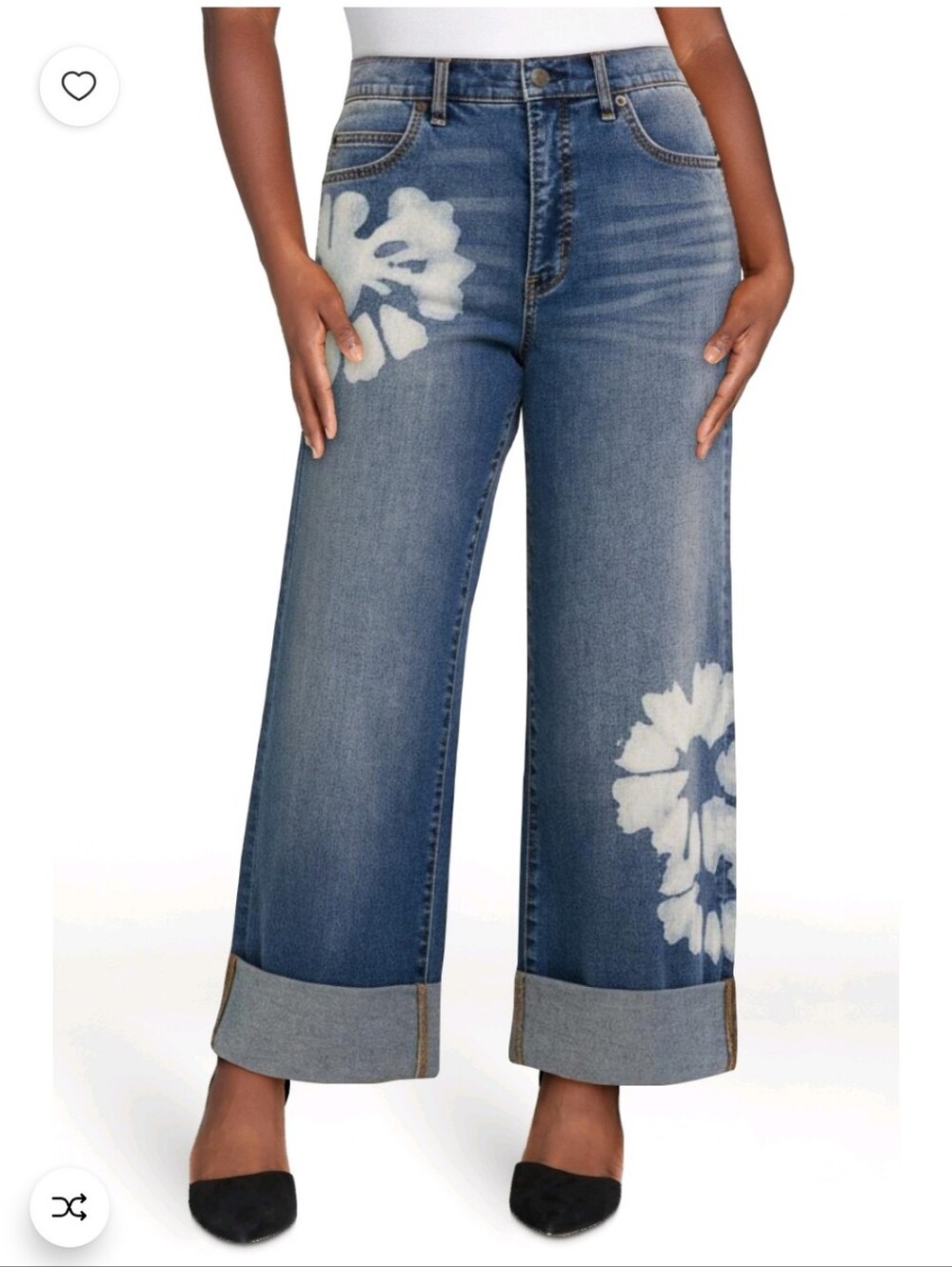 Jessica Simpson Blue Wide-Leg Floral Tie-Dye Jeans